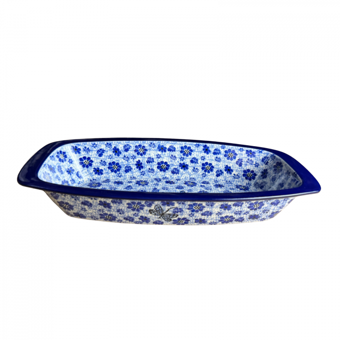 Tava cozonac Butterfly Dance, ceramica smaltuita, pictata manual, 36,0 x 18,0 cm [5]
