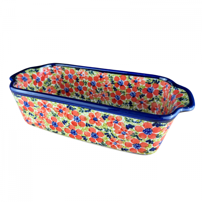 Tava cozonac Fire Poppies, ceramica smaltuita, pictata manual, 26,5 x 12,5 cm, volum 1,0 L [4]