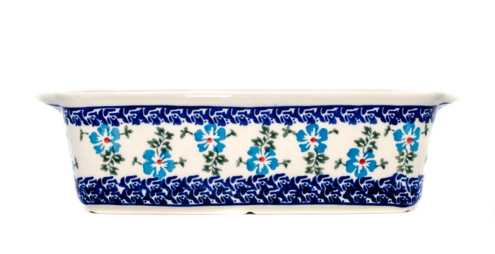 Tava cozonac Forget-me-nots, ceramica smaltuita, pictata manual, 26,5 x 12,5 cm, volum 1,0 L [5]