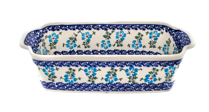 Tava cozonac Forget-me-nots, ceramica smaltuita, pictata manual, 26,5 x 12,5 cm, volum 1,0 L [3]