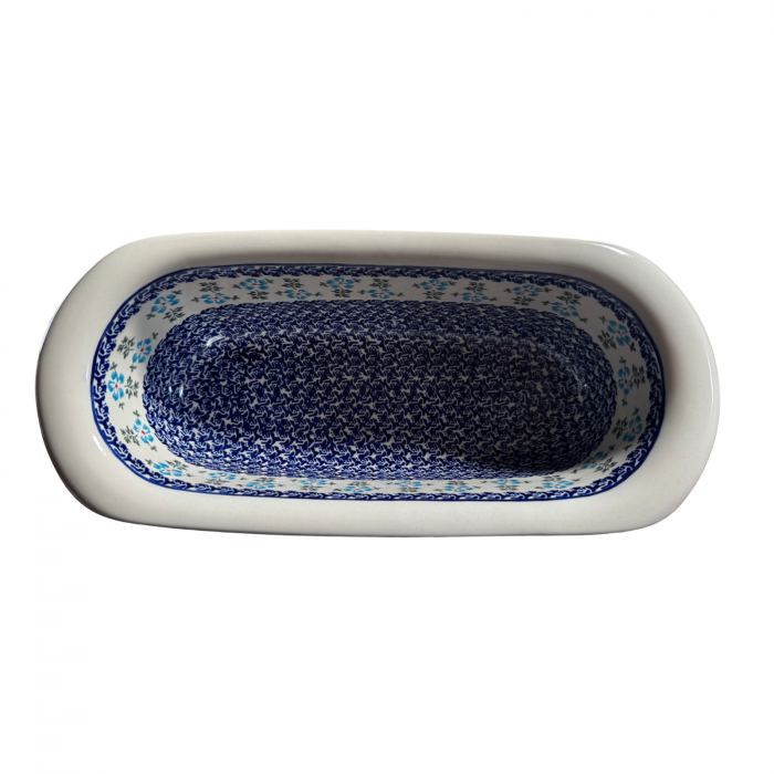 Tava cozonac Forget-me-nots, ceramica smaltuita, pictata manual, 39,0 x 17,5 cm [6]