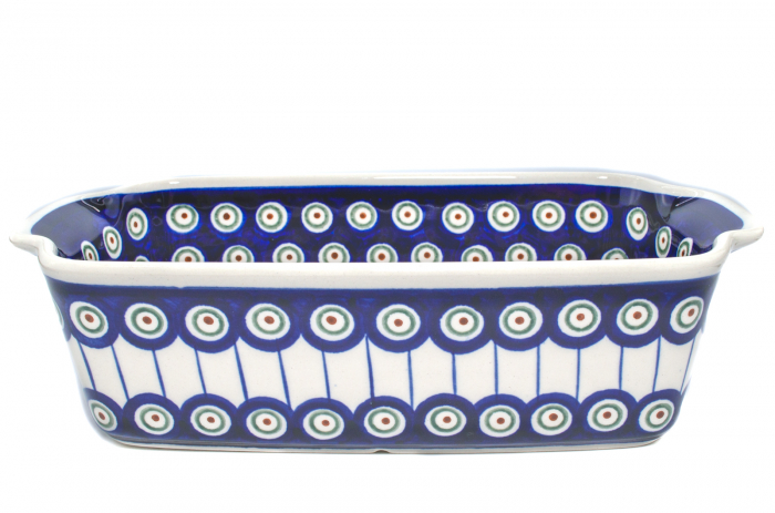 Tava cozonac Peacock Eyes, ceramica smaltuita, pictata manual, 26,5 x 12,5 cm, volum 1,0 L [4]