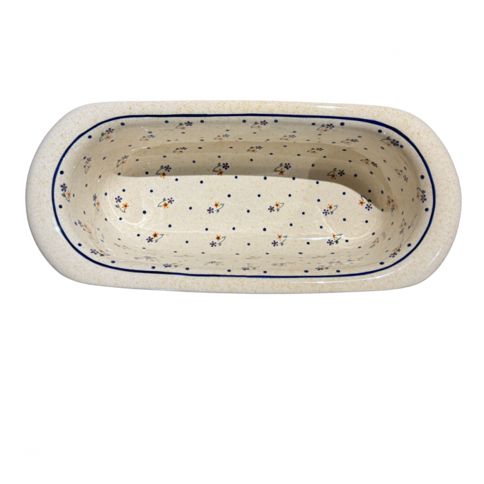 Tava cozonac Little Flowers, ceramica smaltuita, pictata manual, 39,0 x 17,5 cm [2]
