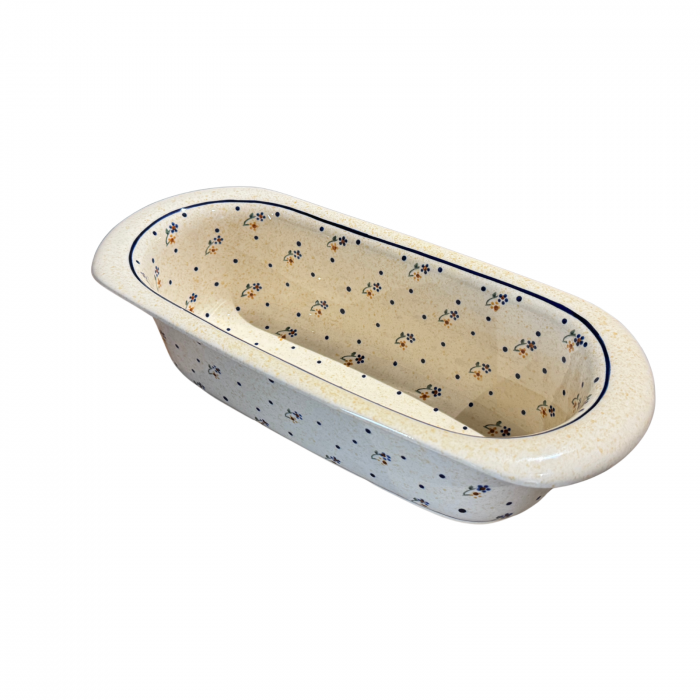 Tava cozonac Little Flowers, ceramica smaltuita, pictata manual, 39,0 x 17,5 cm [3]