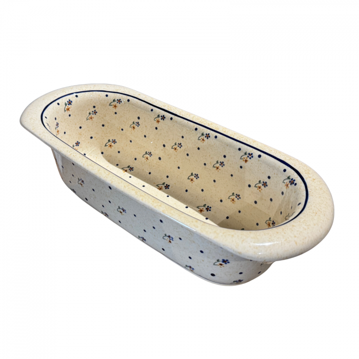 Tava cozonac Little Flowers, ceramica smaltuita, pictata manual, 39,0 x 17,5 cm [4]
