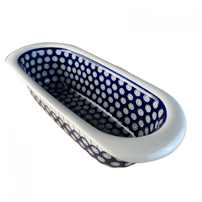 Tava cozonac Peacock Eyes, ceramica smaltuita, pictata manual, 39,0 x 17,5 cm [6]