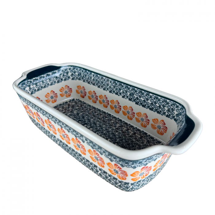 Tava cozonac Poppy Rain, ceramica smaltuita, pictata manual, 26,5 x 12,5 cm, volum 1,0 L [2]