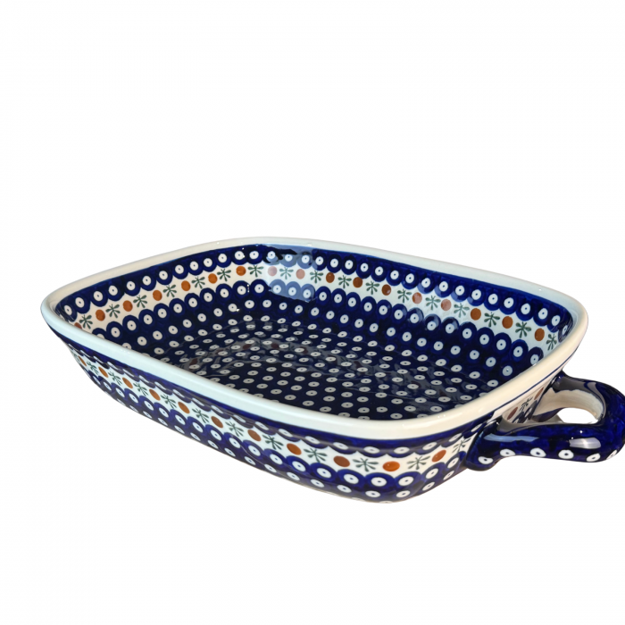 Tava cu manere pentru cuptor, Blue Eyes Festive, dreptunghiulara, ceramica smaltuita, pictata manual, 27,2 x 45,0 cm, volum 3,5 L [5]