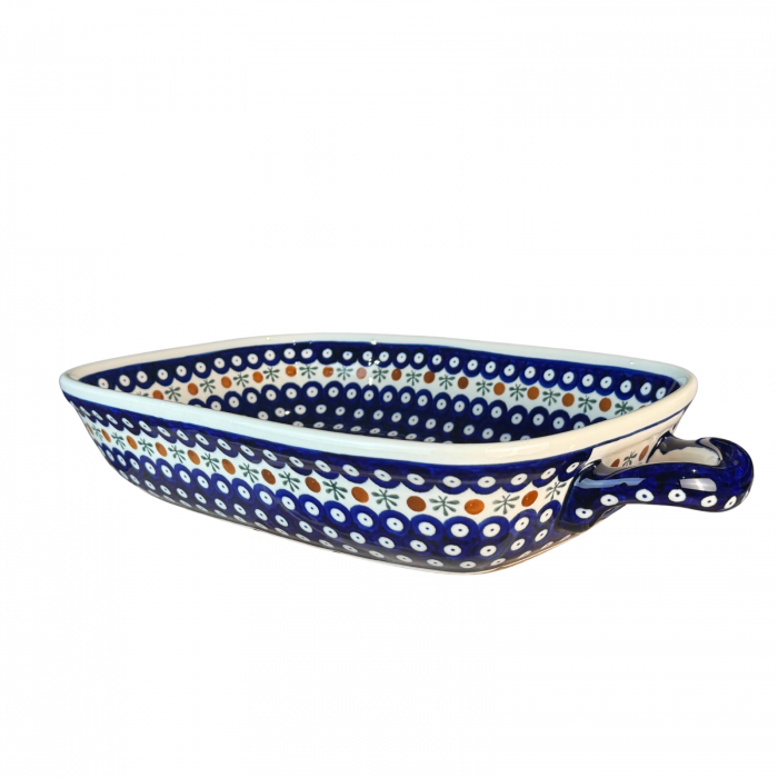 Tava cu manere pentru cuptor, Blue Eyes Festive, dreptunghiulara, ceramica smaltuita, pictata manual, 27,2 x 45,0 cm, volum 3,5 L [4]