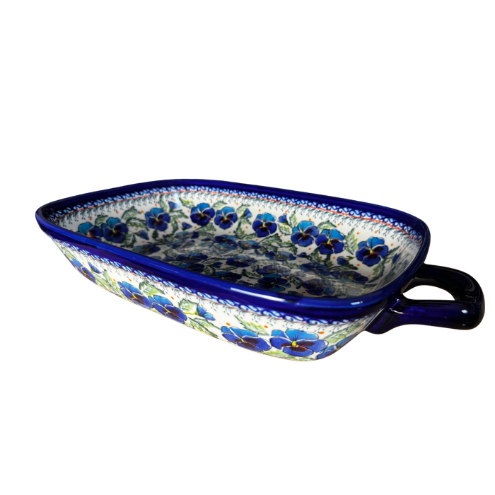 Tava cu manere pentru cuptor, Pansies Bouquet , dreptunghiulara, ceramica smaltuita, pictata manual, 27,2 x 45,0 cm, volum 3,5 L [6]