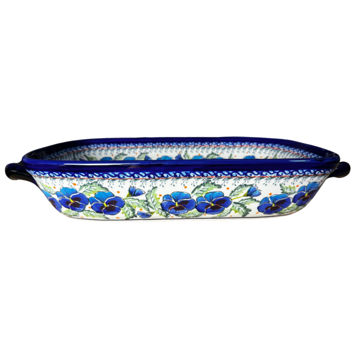 Tava cu manere pentru cuptor, Pansies Bouquet , dreptunghiulara, ceramica smaltuita, pictata manual, 27,2 x 45,0 cm, volum 3,5 L [5]