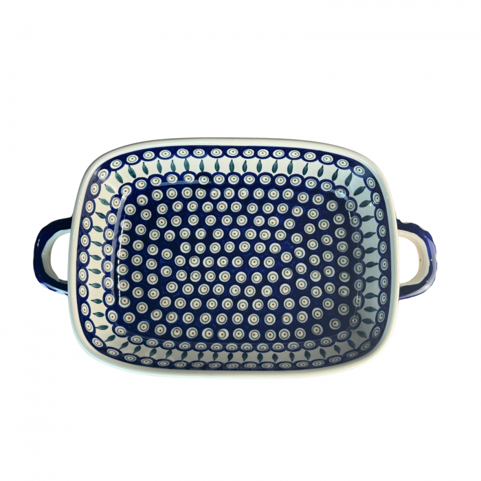Tava cu manere pentru cuptor, Peacock Tear Drops, dreptunghiulara, ceramica smaltuita, pictata manual, 27,2 x 45,0 cm, volum 3,5 L [5]