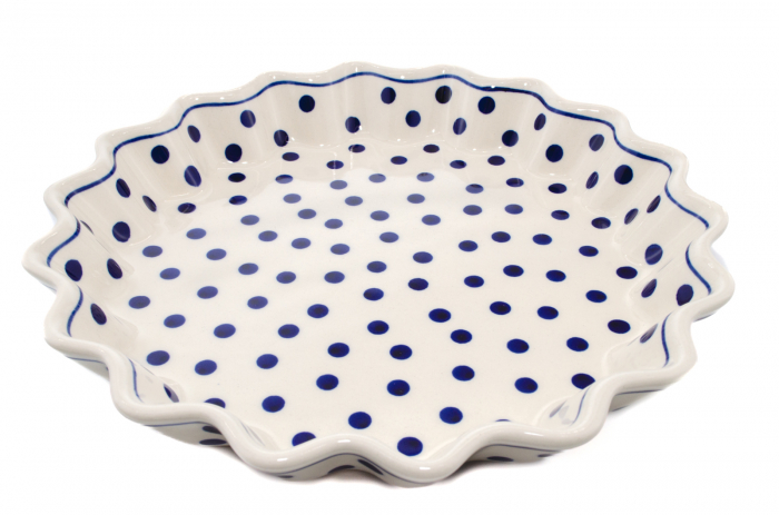 Tava cuptor rotunda Blue Dots, ceramica smaltuita, pictata manual, diametru 26,4 cm, volum 0,7 L [3]
