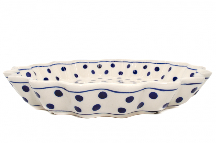 Tava cuptor rotunda Blue Dots, ceramica smaltuita, pictata manual, diametru 26,4 cm, volum 0,7 L [6]