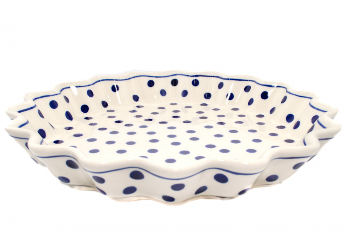 Tava cuptor rotunda Blue Dots, ceramica smaltuita, pictata manual, diametru 26,4 cm, volum 0,7 L [4]