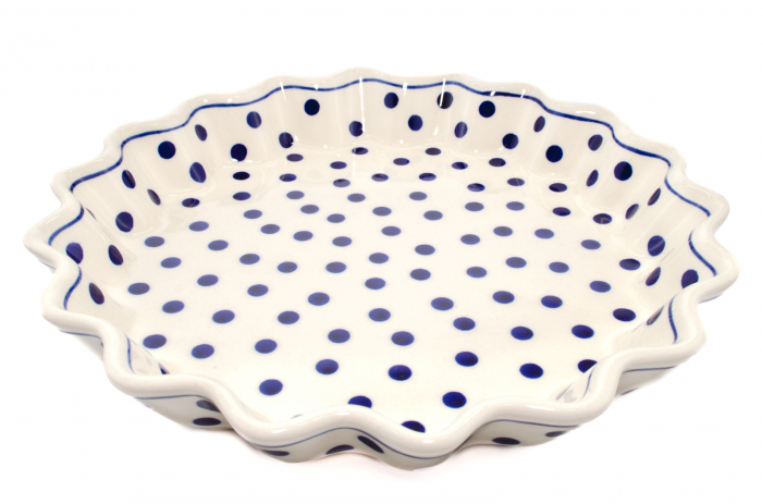 Tava cuptor rotunda Blue Dots, ceramica smaltuita, pictata manual, diametru 26,4 cm, volum 0,7 L [2]