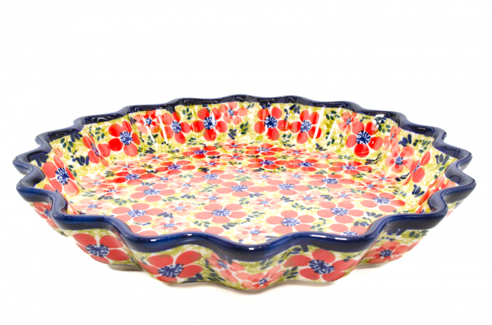 Tava cuptor rotunda Fire Poppies, ceramica smaltuita, pictata manual, diametru 26,4 cm, volum 0,7 L [2]