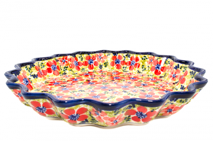 Tava cuptor rotunda Fire Poppies, ceramica smaltuita, pictata manual, diametru 26,4 cm, volum 0,7 L [4]