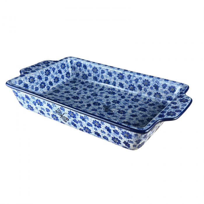 Tava dreptunghiulara cu manere Butterfly Dance, ceramica smaltuita, pictata manual, 23,0 X 39, 0 cm [6]