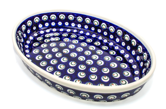 Tava ovala pentru copt Blue Peacock Eyes, ceramica smaltuita, pictata manual, 19,0 x 27,5 cm, volum 1,4 L [3]
