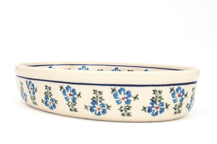 Tava ovala pentru copt Forget-me-nots, ceramica smaltuita, pictata manual, 19,0 x 27,5 cm, volum 1,4 L [6]