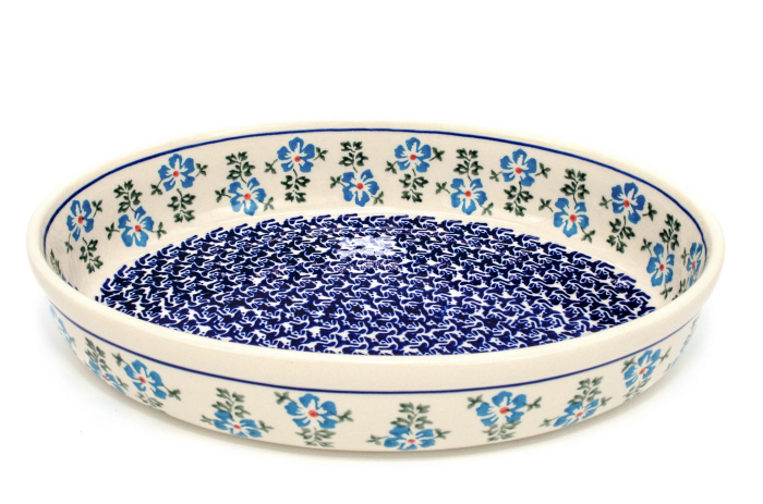Tava ovala pentru copt Forget-me-nots, ceramica smaltuita, pictata manual, 19,0 x 27,5 cm, volum 1,4 L [2]
