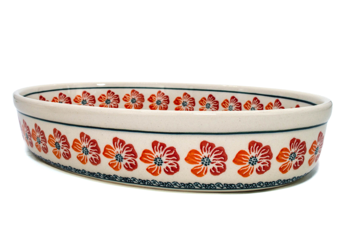 Tava ovala pentru copt Poppy Rain, ceramica smaltuita, pictata manual, 19,0 x 27,5 cm, volum 1,4 L [3]