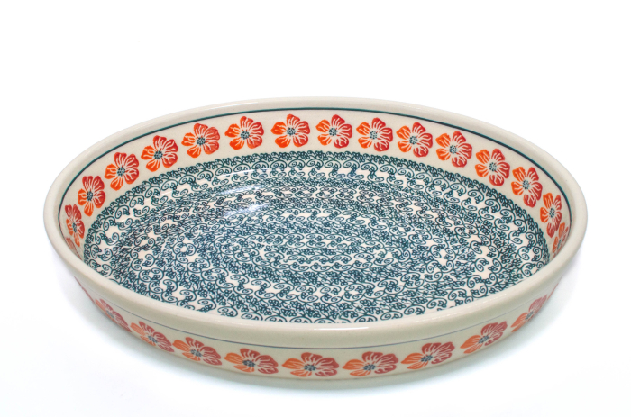 Tava ovala pentru copt Poppy Rain, ceramica smaltuita, pictata manual, 19,0 x 27,5 cm, volum 1,4 L [8]