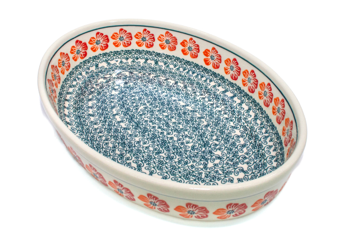 Tava ovala pentru copt Poppy Rain, ceramica smaltuita, pictata manual, 19,0 x 27,5 cm, volum 1,4 L [7]