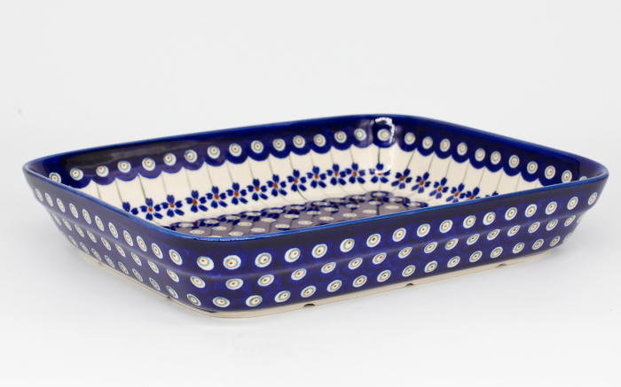 Tava pentru copt Floral Peacock, ceramica smaltuita, pictata manual, 19,5 x 25,5 cm, volum 1,2 L [2]