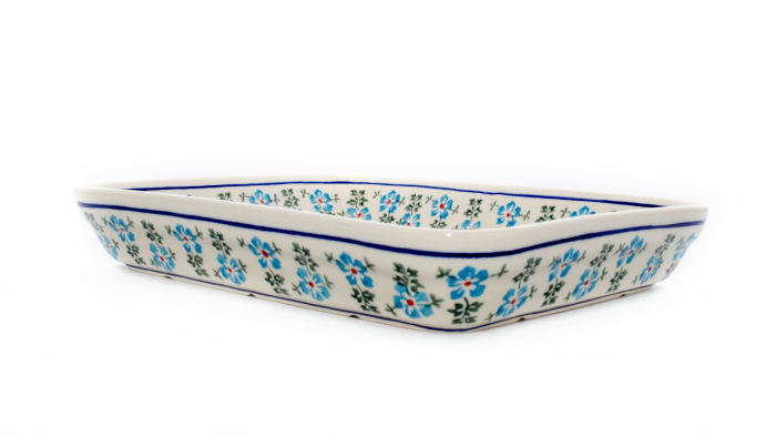 Tava pentru copt Forget-me-nots, dreptunghiulara, ceramica smaltuita, pictata manual, 22,5 x 29,5 cm, volum 1,7 L [3]