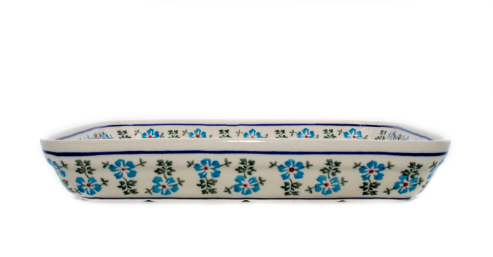 Tava pentru copt Forget-me-nots, dreptunghiulara, ceramica smaltuita, pictata manual, 22,5 x 29,5 cm, volum 1,7 L [4]