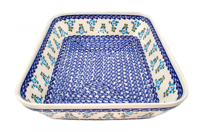 Tava pentru copt Forget-me-nots, dreptunghiulara, ceramica smaltuita, pictata manual, 27,5 x 33,3 cm, volum 3,4 L [3]