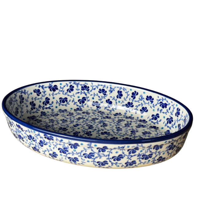 Tava pentru copt ovala, Blue on Blue, ceramica smaltuita, pictata manual, 19,0 x 27,5 cm, volum 1,4 L [2]