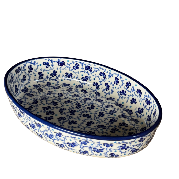 Tava pentru copt ovala, Blue on Blue, ceramica smaltuita, pictata manual, 19,0 x 27,5 cm, volum 1,4 L [8]