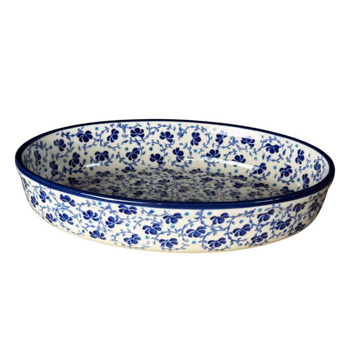 Tava pentru copt ovala, Blue on Blue, ceramica smaltuita, pictata manual, 19,0 x 27,5 cm, volum 1,4 L [5]