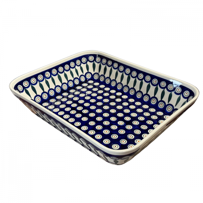 Tava pentru copt Peacock Tear Drops, dreptunghiulara, ceramica smaltuita, pictata manual, 27,5 x 33,3 cm, volum 3,4 L [3]