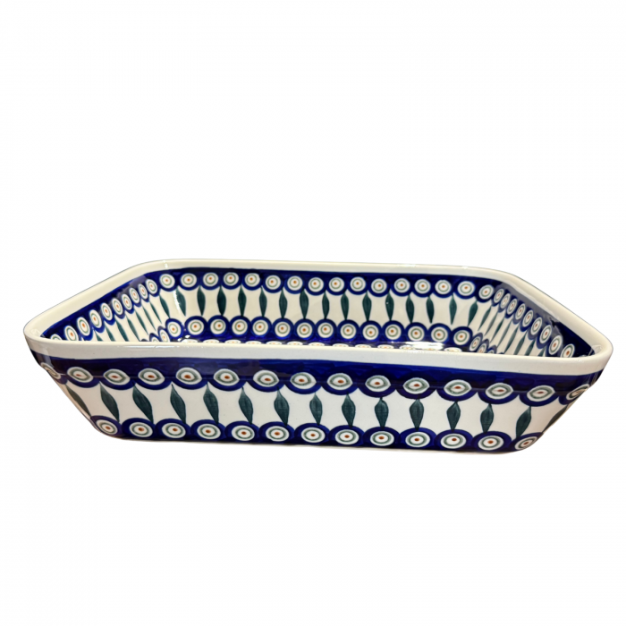 Tava pentru copt Peacock Tear Drops, dreptunghiulara, ceramica smaltuita, pictata manual, 27,5 x 33,3 cm, volum 3,4 L [2]