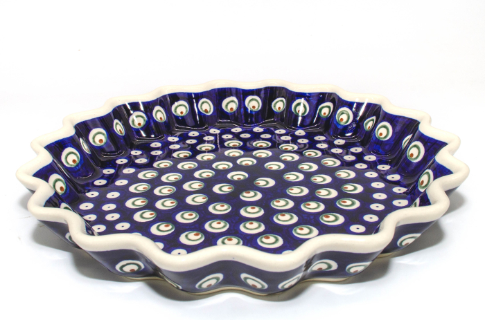 Tava pentru copt rotunda Blue Peacock Eyes, ceramica smaltuita, pictata manual, diametru 26,4 cm, volum 0,7 L [3]