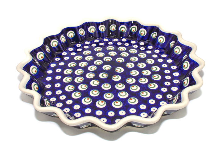 Tava pentru copt rotunda Blue Peacock Eyes, ceramica smaltuita, pictata manual, diametru 26,4 cm, volum 0,7 L [2]