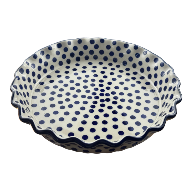 Tava tarta Blue Dots, ceramica smaltuita, pictata manual, diametru 25,5 cm [3]