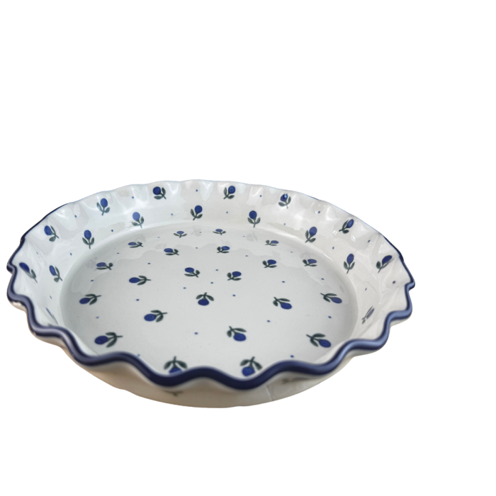 Tava tarta Blue Spring, ceramica smaltuita, pictata manual, diametru 25,5 cm [5]