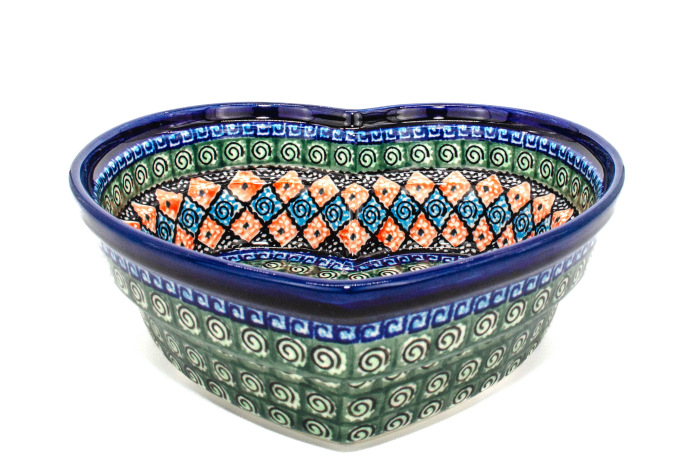 Tava tarta in forma de "inima" Mosaic, ceramica smaltuita, pictata manual, 21,9 x 7,7, volum 1,5 L [5]