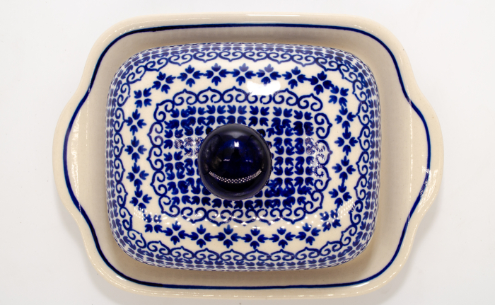 Untiera dreptunghiulara cu capac Blue Laces, ceramica smaltuita, pictata manual, 10,5 x 20,0 cm [4]