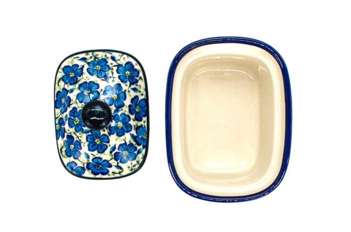 Untiera dreptunghiulara cu capac Blue Paradise, ceramica smaltuita, pictata manual, 12,5 x 15,0 x 12,0 cm [2]