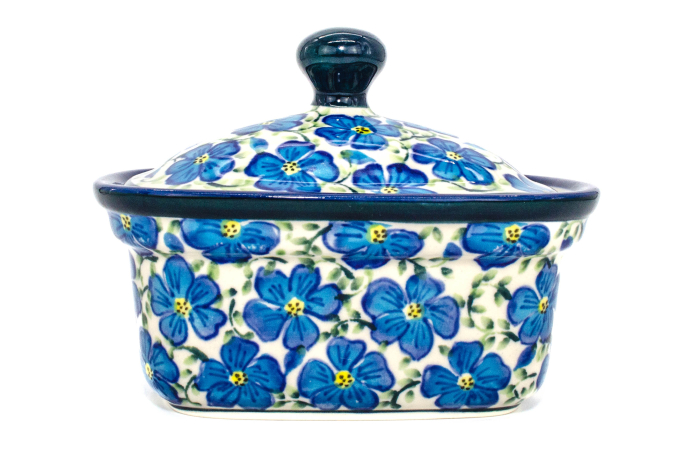 Untiera dreptunghiulara cu capac Blue Paradise, ceramica smaltuita, pictata manual, 12,5 x 15,0 x 12,0 cm [4]