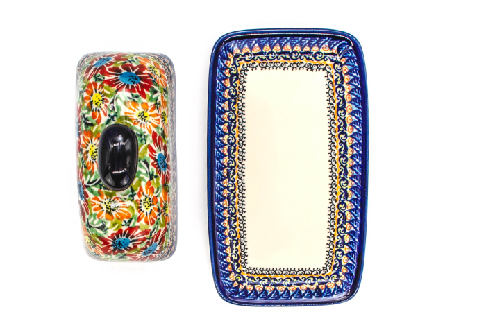 Untiera dreptunghiulara cu capac Flower Jungle, ceramica smaltuita, pictata manual 11,1 x 19,17 cm [4]