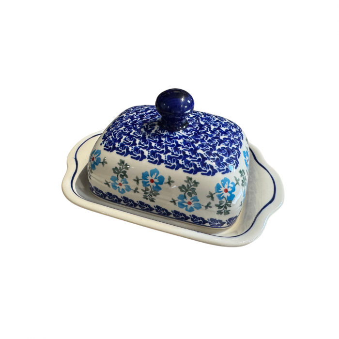 Untiera dreptunghiulara cu capac Forget me Nots, ceramica smaltuita, pictata manual, 10,5 x 20,0 cm [4]