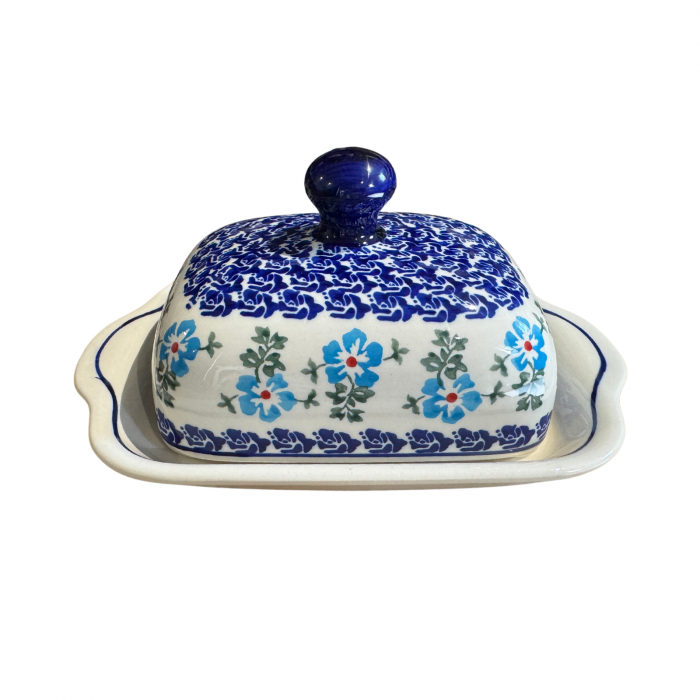 Untiera dreptunghiulara cu capac Forget me Nots, ceramica smaltuita, pictata manual, 10,5 x 20,0 cm [3]