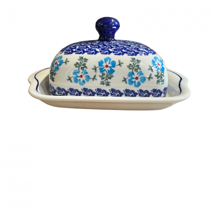 Untiera dreptunghiulara cu capac Forget me Nots, ceramica smaltuita, pictata manual, 10,5 x 20,0 cm [2]